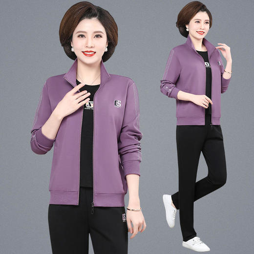 SP-8812新款时尚气质休闲圆领短袖T恤外套运动裤三件套 商品图1