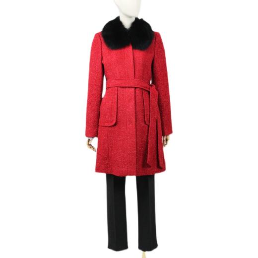 FOCALS福柯斯冬季新款修身狐狸毛领混纺羊毛大衣外套FYNDK63928 商品图4