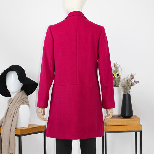 FOCALS福柯斯冬季新款中长款西服领纯色羊毛双面大衣外套FYW8K075 商品图2