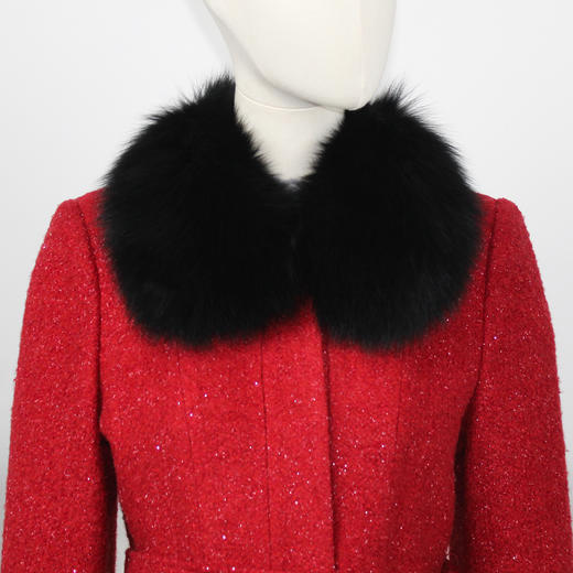 FOCALS福柯斯冬季新款修身狐狸毛领混纺羊毛大衣外套FYNDK63928 商品图3