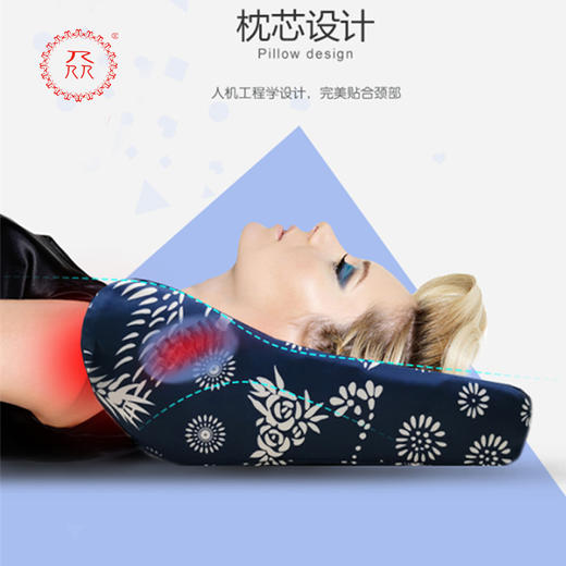 预售：公益爱心『众』品牌 蓝印花布系列 AI智能加热按摩乳胶枕 商品图3