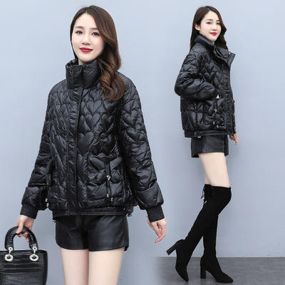 WZNH-WQ219229 羽绒服女短款2021冬季新款心形韩版立领休闲外套 商品图2