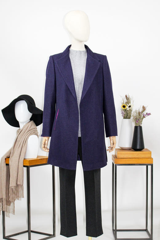 FOCALS福柯斯新款修身中长撞色立领羊毛混纺大衣外套FYSCR27661 商品图5