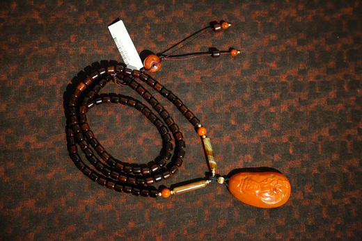 「小叶紫檀」南红莲花观音筒珠项链 6*6mm 商品图3