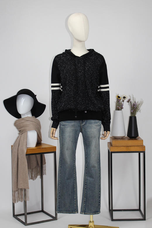 FOCALS福柯斯女装秋季新款连帽套头上衣羊毛针织衫FRG7M003N1 商品图5