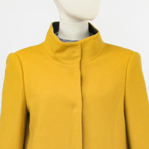 FOCALS福柯斯新款修身中长款纯色立领羊毛针织大衣外套FYSCR28632 商品图3