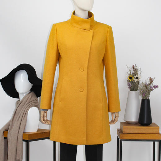 FOCALS福柯斯新款修身长款纯色羊毛针织混纺大衣外套FYSCF28332 商品图0