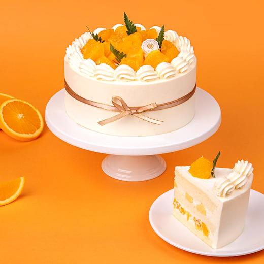 【动物奶油蛋糕，100%新鲜水果】-橙心橙意2磅蛋糕，免费送货 商品图0