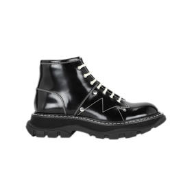 ALEXANDER MCQUEEN 亚历山大.麦昆  Tread 系带皮靴 女士皮鞋皮靴 黑色 595469 WHZ81 1090