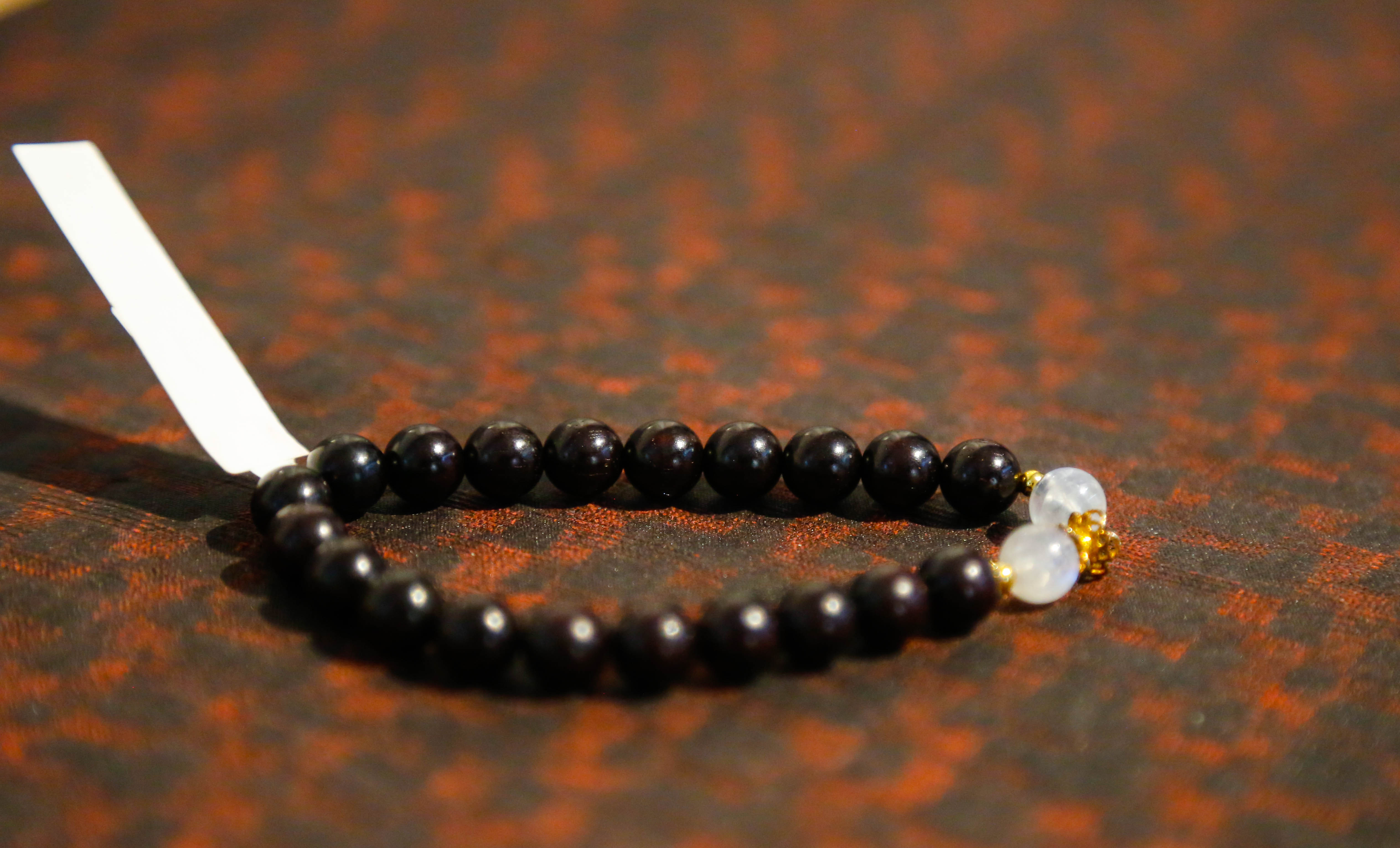 「小叶紫檀」月光石圆珠手串 8mm