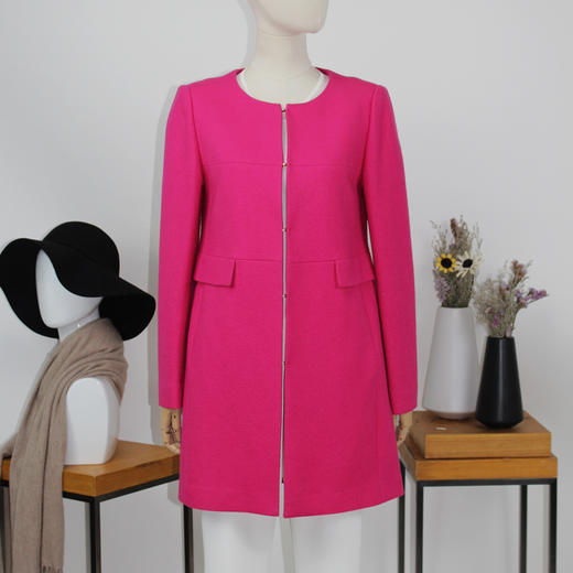 FOCALS福柯斯冬季新款中长款纯色羊毛针织大衣外套FYWCF1112PD 商品图0