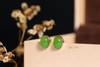 18K玫瑰金和田玉（碧玉）蛋面耳钉 /苹果绿 商品缩略图1