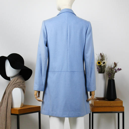 FOCALS福柯斯冬季新款中长款纯色一粒扣羊毛大衣外套FYWDK1232B8 商品图2