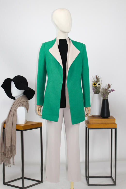 FOCALS福柯斯冬季新款修身中长款纯色羊毛针织大衣外套FYWAR017G1 商品图5