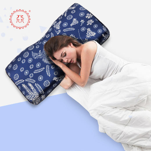 预售：公益爱心『众』品牌 蓝印花布系列 AI智能加热按摩乳胶枕 商品图1