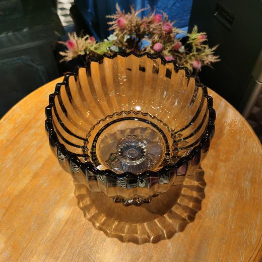 欧式果盘零食盘创意现代客厅茶几家用轻奢大号水晶玻璃双层水果盘 商品图1