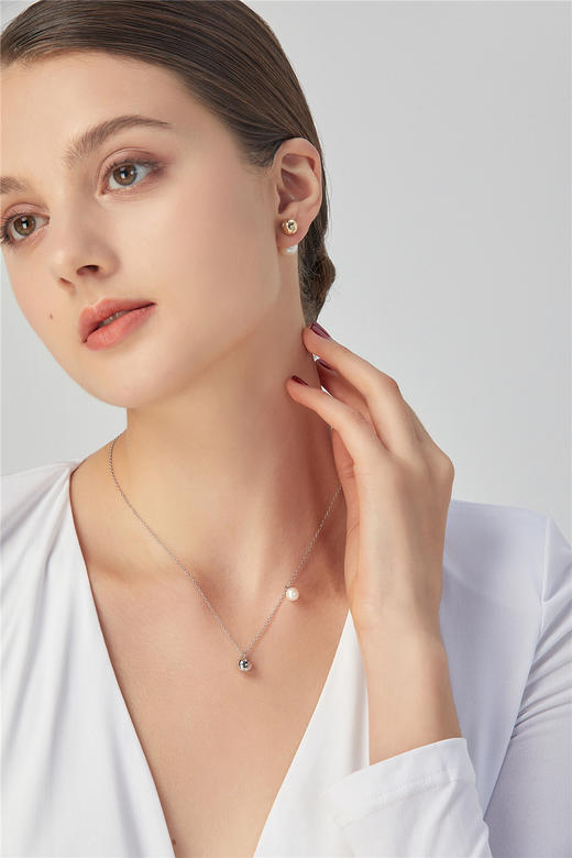 Pearl moments 灵感星球 Sparkling 钻面金球珍珠耳钉 商品图4