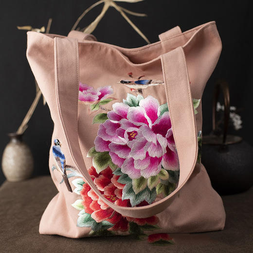 上海旗袍厂TL-33650009筛月帆布包女单肩斜挎包包布袋学生大容量原创百搭文艺手提女包 商品图0