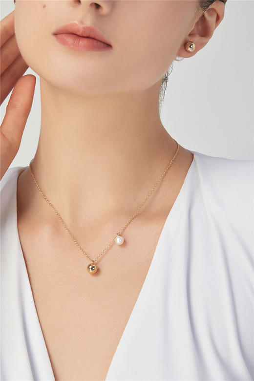 Pearl moments 灵感星球 Sparkling 钻面金球珍珠耳钉 商品图2