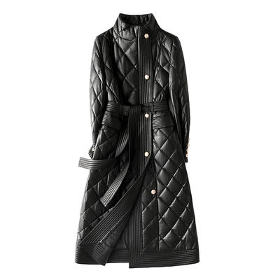 JDS-20-20908 原创设计师立领系带绵羊皮皮草大衣女中长款外套鹅绒羽绒真皮皮衣 商品图1