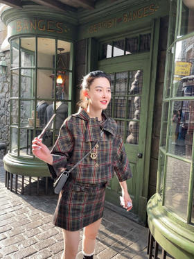 黑标霍格沃斯苏格兰红绿格子混金丝四季套装