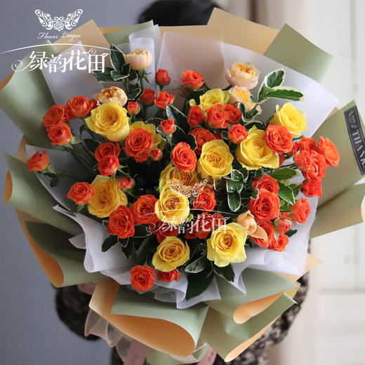 黄玫瑰混搭花束礼盒道歉挽留送女朋友老婆爱人生日恋爱结婚周年纪念日 绿韵花田鲜花店