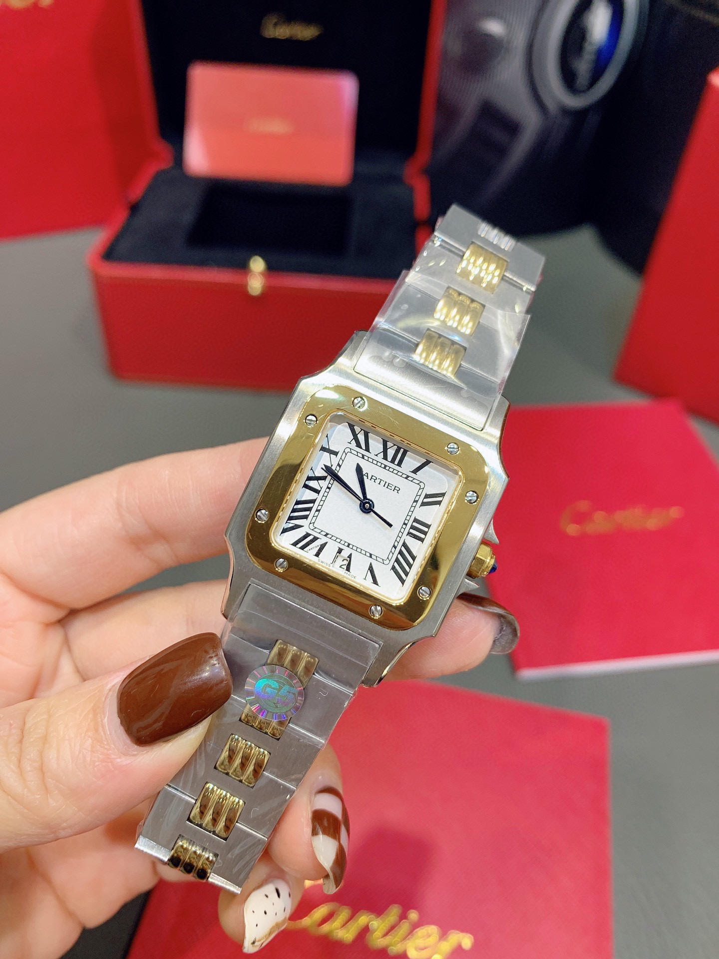 卡地亚新款山度士santos galbee系列女士腕表 进口石英机芯