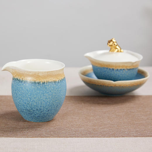 楚汉陶丨金狮献瑞 茶具套组 陶器 1壶1海6茶杯 商品图5