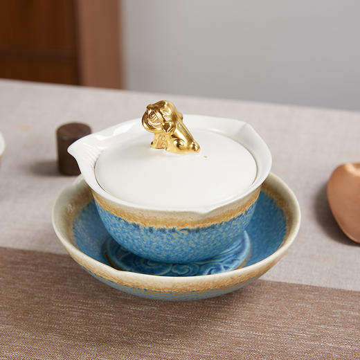 楚汉陶丨金狮献瑞 茶具套组 陶器 1壶1海6茶杯 商品图6