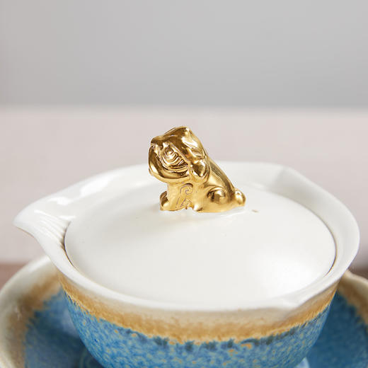 楚汉陶丨金狮献瑞 茶具套组 陶器 1壶1海6茶杯 商品图3