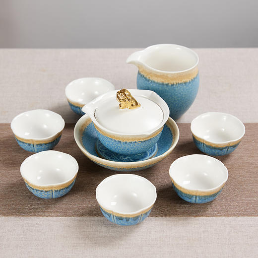 楚汉陶丨金狮献瑞 茶具套组 陶器 1壶1海6茶杯 商品图1