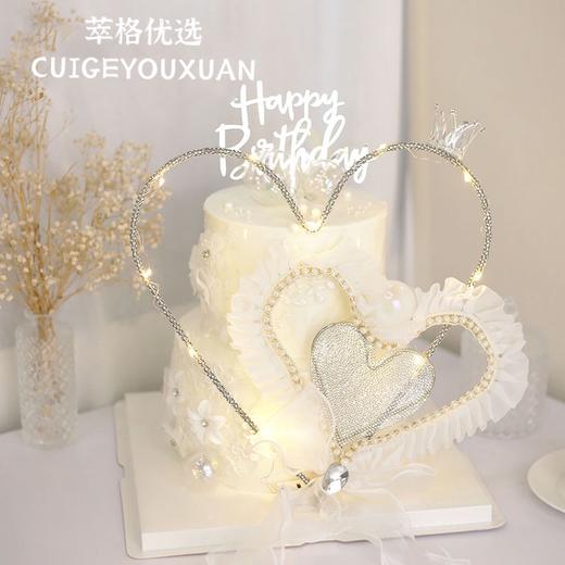 心心相印镶钻石爱心女神生日蛋糕带灯光 商品图0