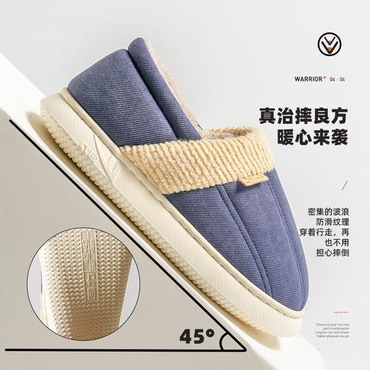 【包跟加厚毛绒鞋】冬季新款棉拖鞋男女居家防滑鞋 厚底棉鞋毛绒保暖包跟拖鞋 商品图3