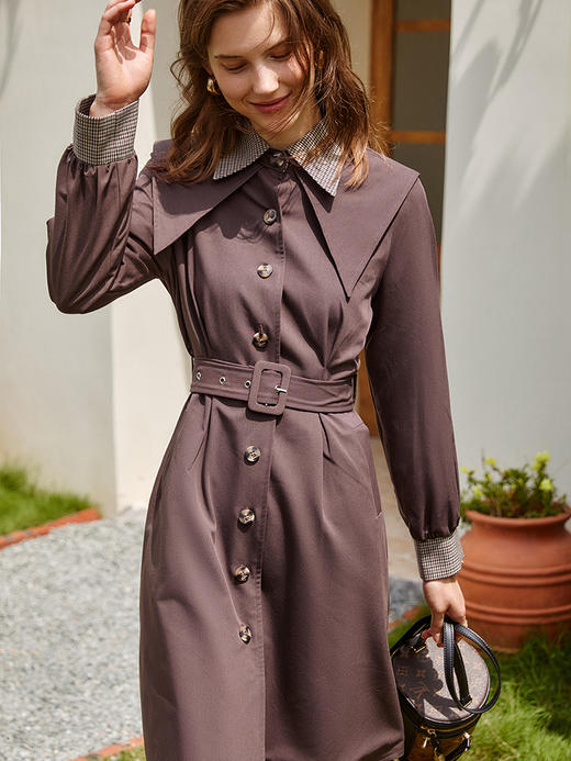 欧芮儿中长风衣外套女新款2021宽松显瘦气质复古休闲时尚大衣 商品图0