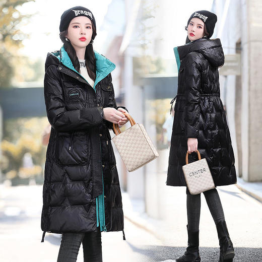 CPYY21719 冬装90白鸭绒气质腰间抽绳中长款羽绒服 商品图1