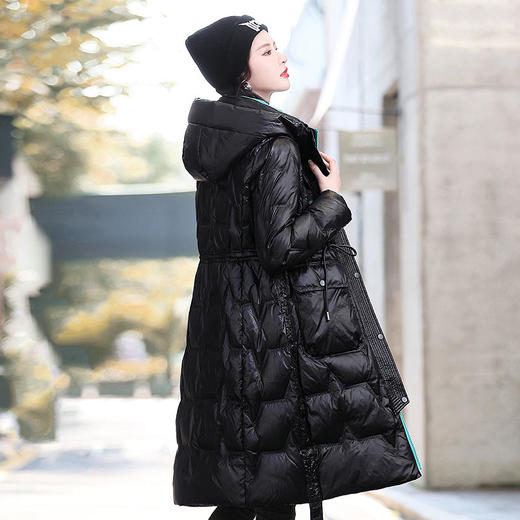 CPYY21719 冬装90白鸭绒气质腰间抽绳中长款羽绒服 商品图3