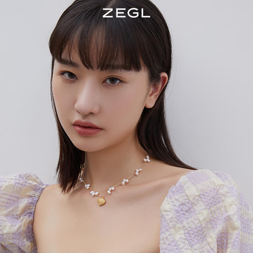 ZEGL淡水珍珠爱心项链女轻奢小众装饰锁骨毛衣链配饰 商品图5