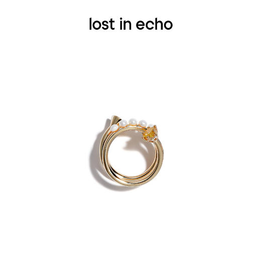 lost in echo 原创设计师品牌设计 感锆石钉头开口螺旋珍珠戒指 商品图1