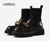 Westory2021冬季新款时尚袜靴圆头弹力靴短筒链条潮靴W21DS81551 商品缩略图1