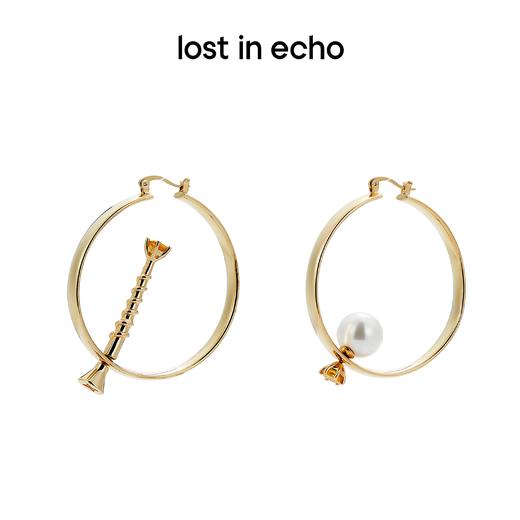 lost in echo 原创设计师品牌 可拆卸锆石钉头珍珠不对称圆形设计感耳环 商品图3