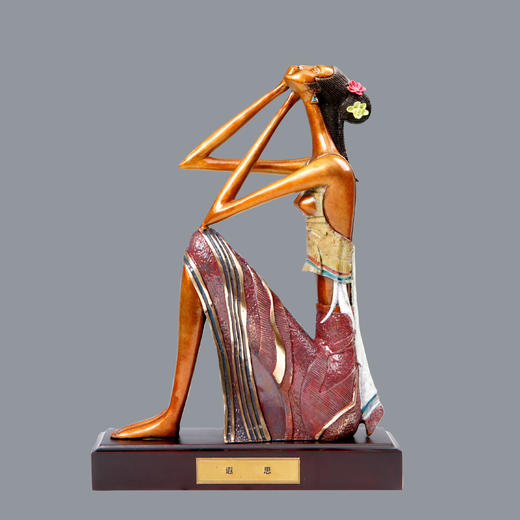 宇达青铜全铜摆件《遐思》创意礼品 工艺品 家居摆件 高31.7cm 商品图0