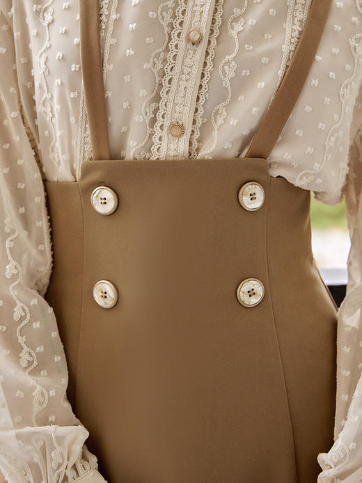 欧芮儿吊带连衣裙女秋季新款2021收腰显瘦法式气质复古无袖背带裙 商品图1