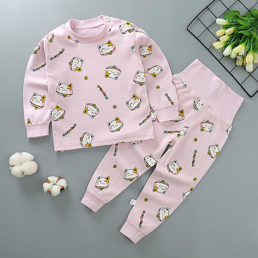 【纯棉更健康 无骨更舒适】宝宝纯棉高腰护肚秋衣秋裤婴幼儿无骨内衣套装儿童睡衣家居服 商品图4