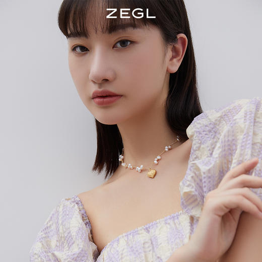 ZEGL淡水珍珠爱心项链女轻奢小众装饰锁骨毛衣链配饰 商品图2