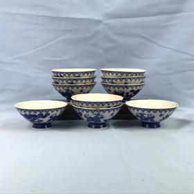 日本青花瓷碗 10枚装 原盒保留 实物见视频