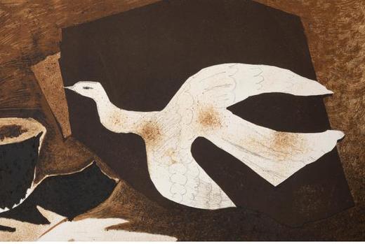 独角鹿西洋古董法国著名画家乔治·布拉克限量签名石版画小鸟与巢 商品图4