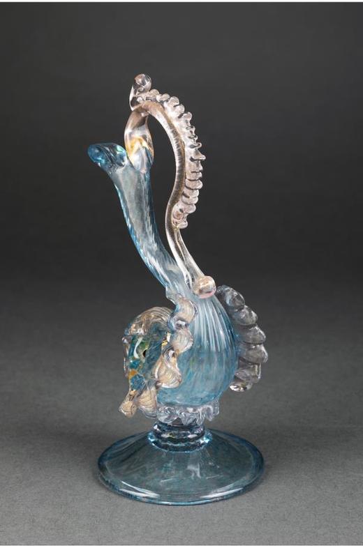 独角鹿西洋古董意大利威尼斯Murano玻璃点金工艺蓝色海豚摆件 商品图3