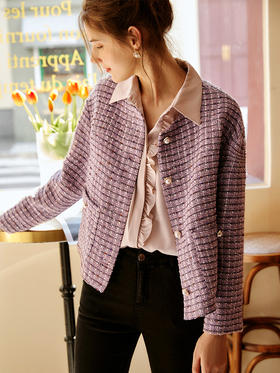 欧芮儿短外套女2021新款气质小香风设计感法式薄款夹克外套