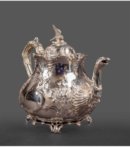 独角鹿西洋古董英国Martin&Hall洛可可风茛苕纯银茶具下午茶套装 商品图4