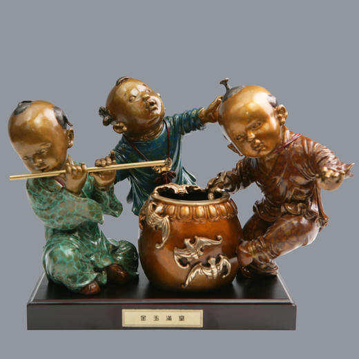 宇达青铜全铜摆件《金玉满堂》创意礼品 工艺品 家居摆件  高26cm 商品图0